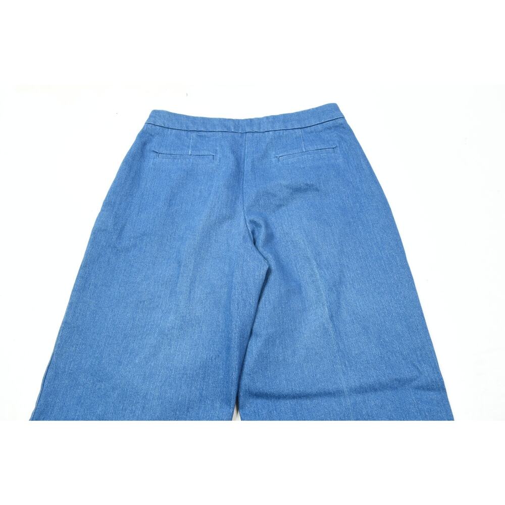 SEZANE Denim Trousers Womens 42 Blue Relaxed Fit Wide-Leg High-Rise - Picture 7 of 13